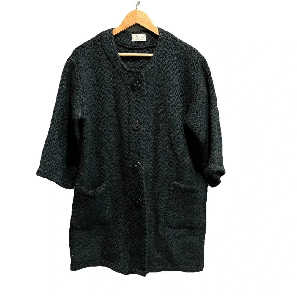 Blarney Woollen Mills‎ Ireland Green Button Up Wool Cardigan Sweater Size Large